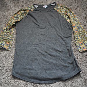 LuLaRoe Gray/Flowered Shirt